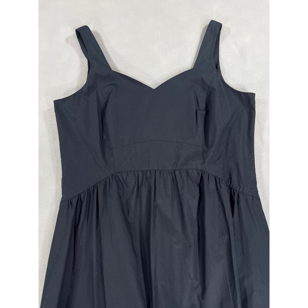 NWT Talbots Poplin Fit & Flare Black 100% Cotton Sleeveless Midi Dress Size 12 - Picture 3 of 8